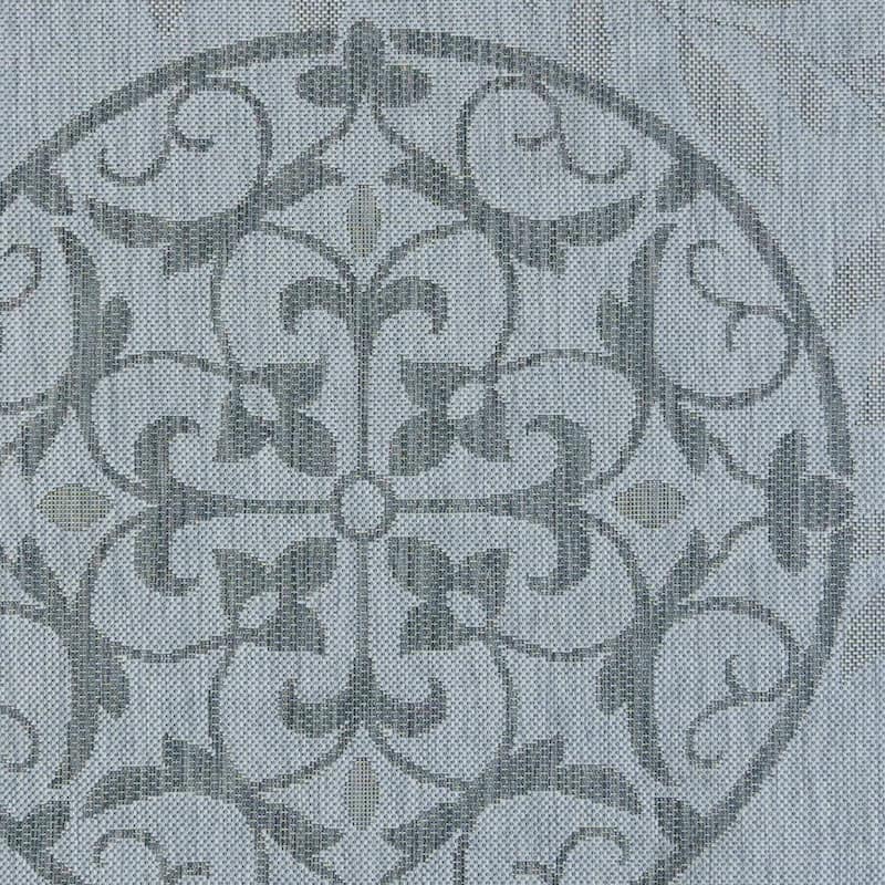 Gertmenian Paseo Emilia Grey Casual Medallion Indoor/ Outdoor Area Rug