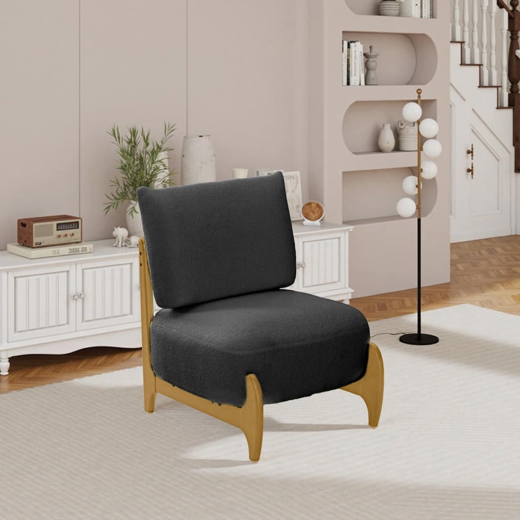 Single sofa chair Living Room Bedroom Lamb fleece Single Chair Retro Solid Wood Lazy Sofa Casual Chair