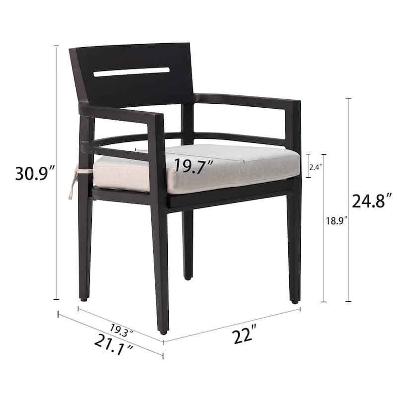 Outdoor Patio Aluminum Stationary Dining Chairs 4 Pieces with Soft cushion Tapered Feet, Patio, Kitchen Chairs