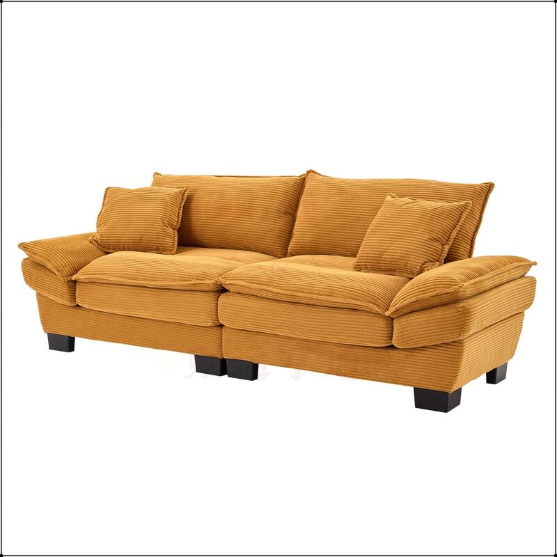 Corduroy Sofa Sleeper with Pillows