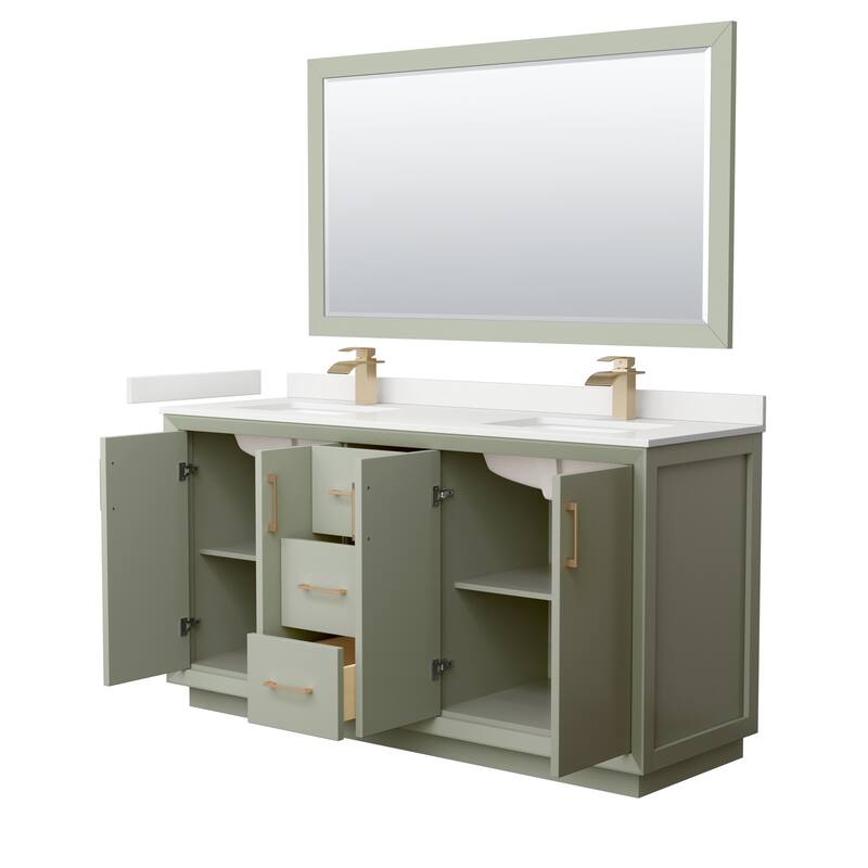 Strada 66-inch Double Vanity, Quartz Top, 58-inch Mirror