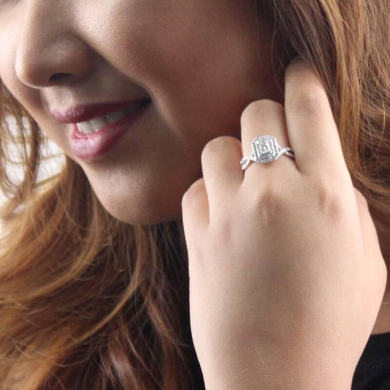 Auriya 14k Gold 4/5ctw Emerald-cut Double Halo Diamond Engagement Ring