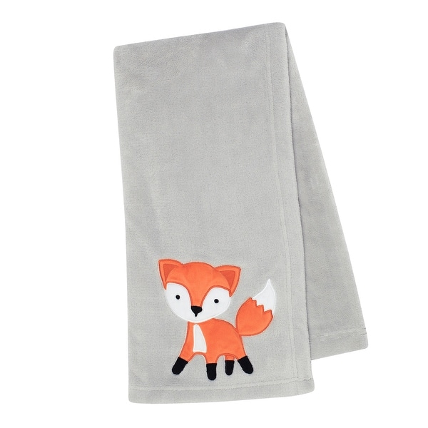 slide 2 of 5, Bedtime Originals Woodland Friends Gray Fleece with Orange Fox Baby Blanket