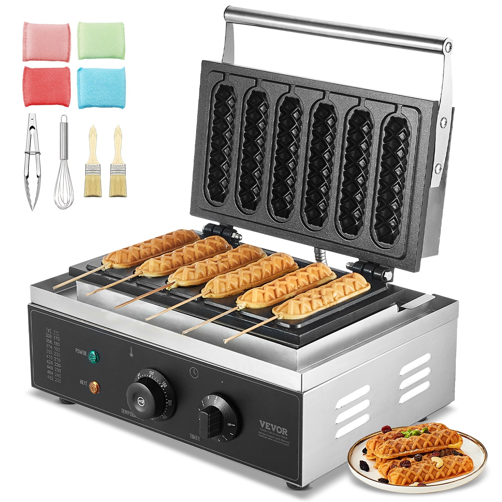 Commercial Waffle Stick Maker, 6PCS 1500W Waffle Baker Machine
