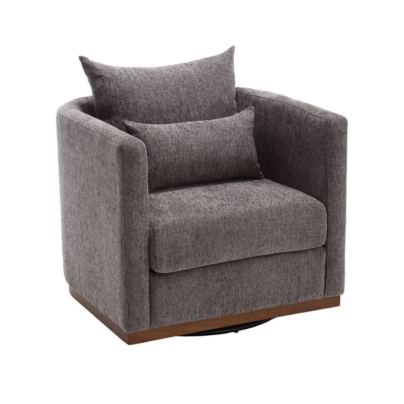 GDFStudio - Harper Chenille Swivel Barrel Chair with Sturdy Metal Base and Ergonomic Design