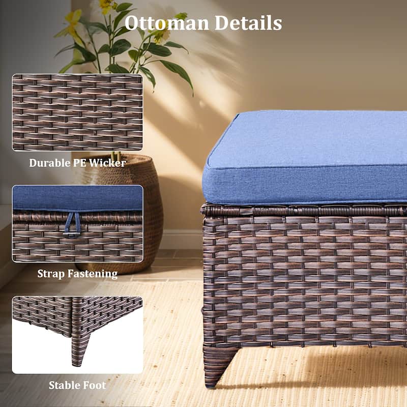 Outdoor Patio Sofa Swivel Chair with 6-Inch Thick Cushions Set