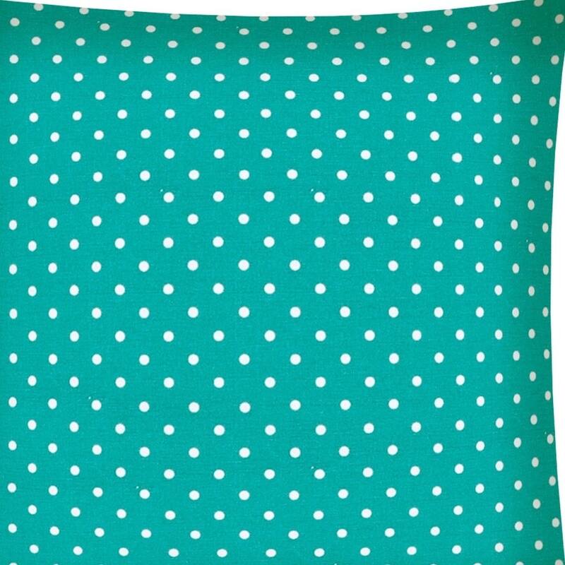 17" Turquoise and White Polka Dot Indoor Outdoor Throw Pillow Cover