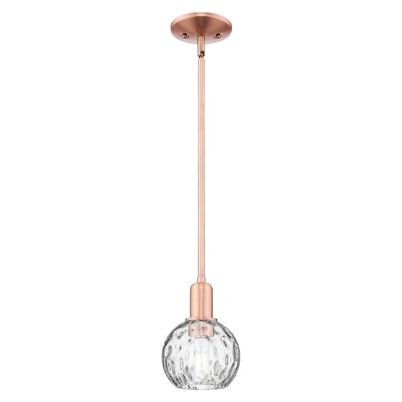 Innovations Lighting Endless Possibilities Arcadia - Athens Water Glass - 1 Light 6" Stem Hung Mini Pendant - Clear Water Glass/Antique Copper