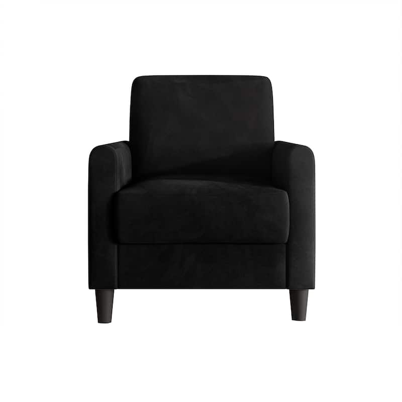 Clayfell Goliad Velvet Armchair with Pocket Spring, Soft Cushions, Clean Lines Design