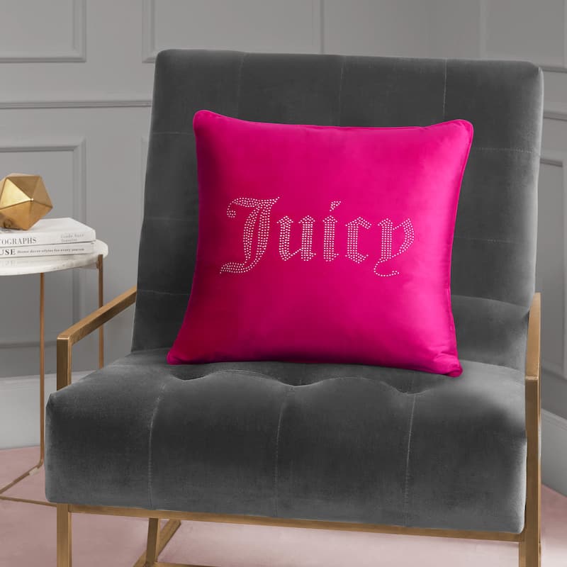 Juicy Couture Rhinestone Logo Premium Throw Pillow 20" x 20"