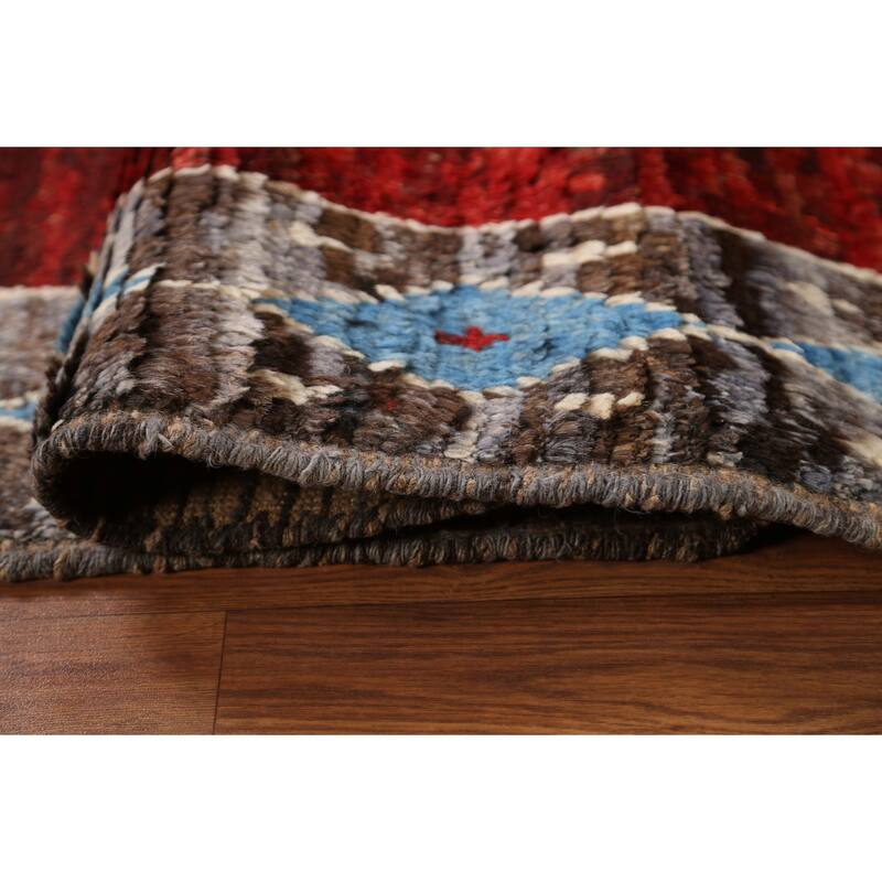 Hand Knotted Oriental 100% Wool Carpet Modern Tribal Red Moroccan Area Rug - 10' 3'' X 6' 7''