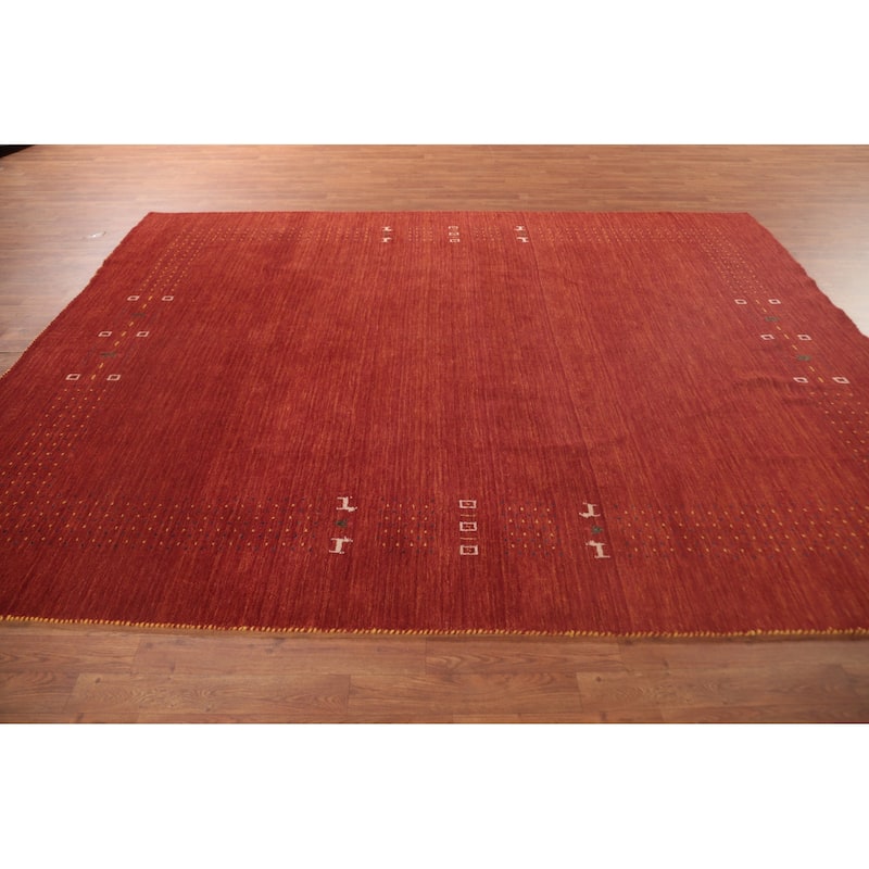 Gabbeh Area Rug Hand-Knotted Stripe Wool Carpet - 6'7"x 9'8"