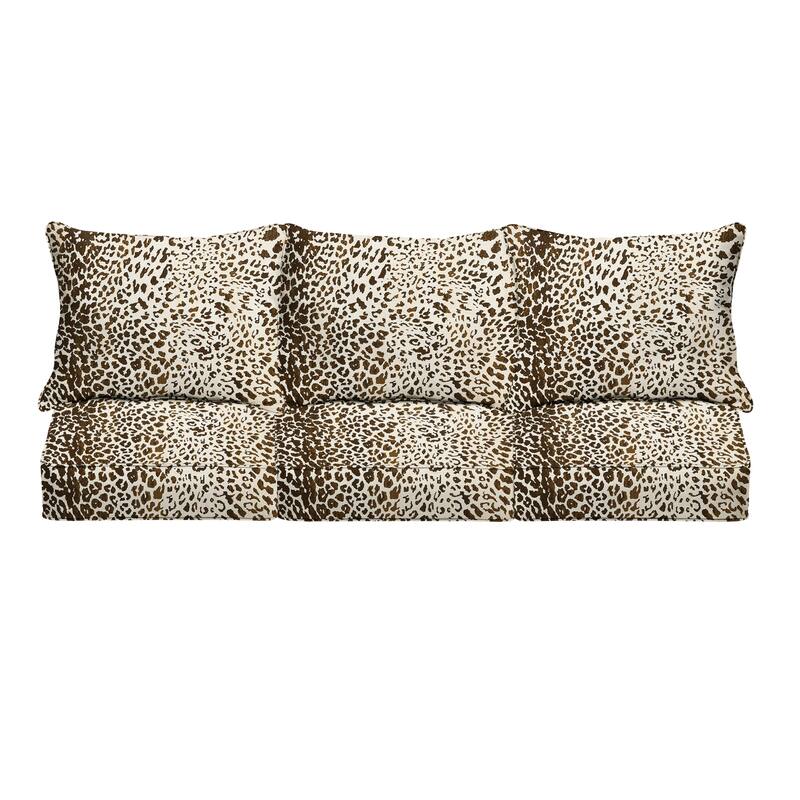 Sunbrella Tan Leopard Indoor/Outdoor Deep Seating Sofa Set, Corded