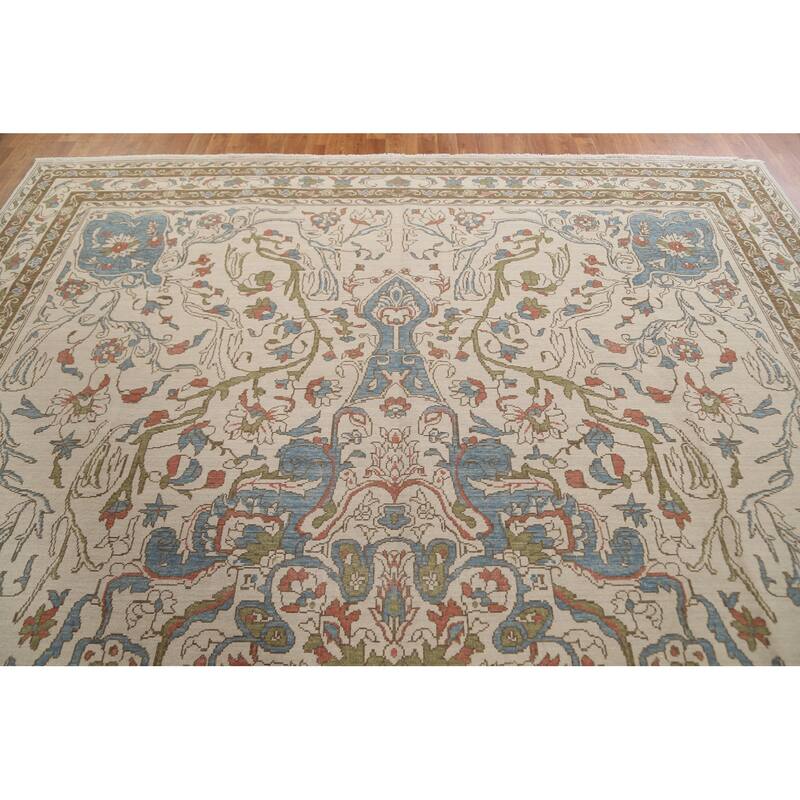 Floral Traditional Oushak Turkish Oriental Wool Area Rug Hand-knotted - 9'9" x 13'0"