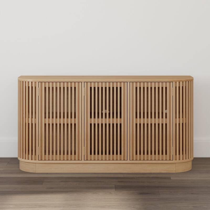 Plank and Beam Contour Curved 3-Door Sideboard/TV Stand