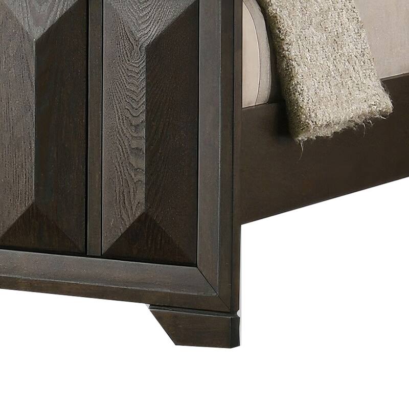 Fema King Bed, Vertical Facet Headboard and Footboard, Espresso Brown