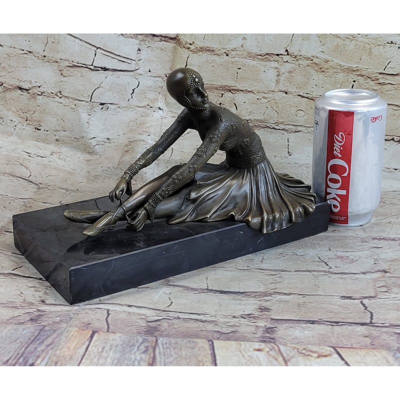 Signed Milo Art Lost Wax Sitting Dancer Bronze Sculpture Figure Statue Figurine