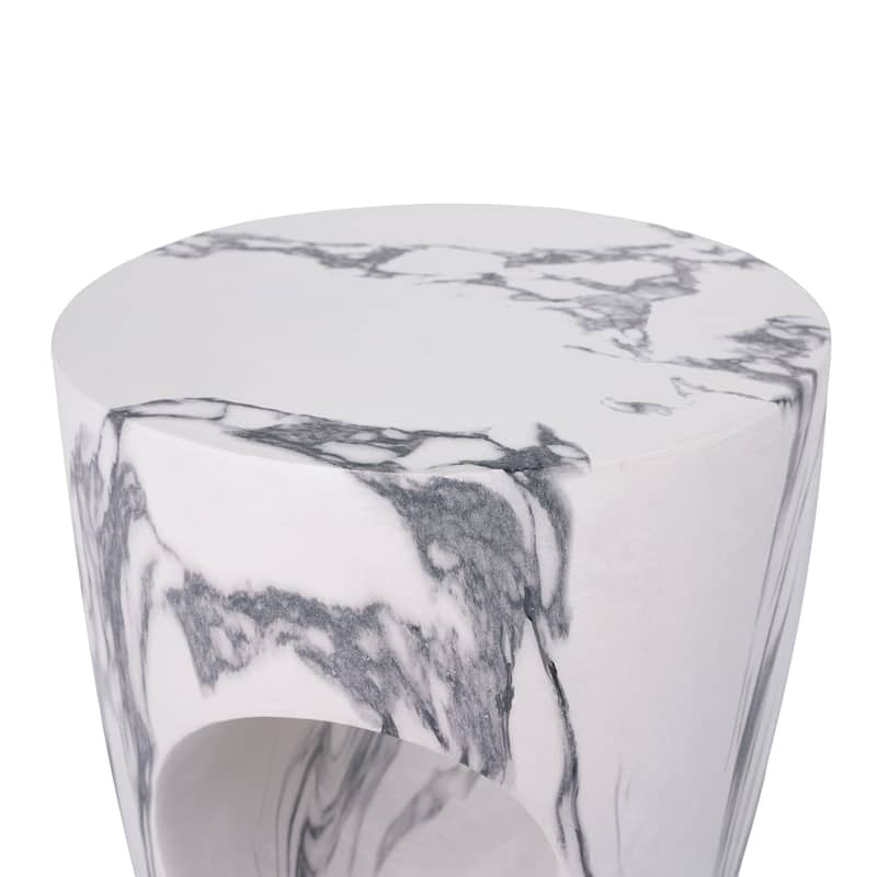 Christopher Knight Home - Modern Indoor/Outdoor 19.29"H MgO Accent Side End Table with Sculptural Cutout & Marble Finish