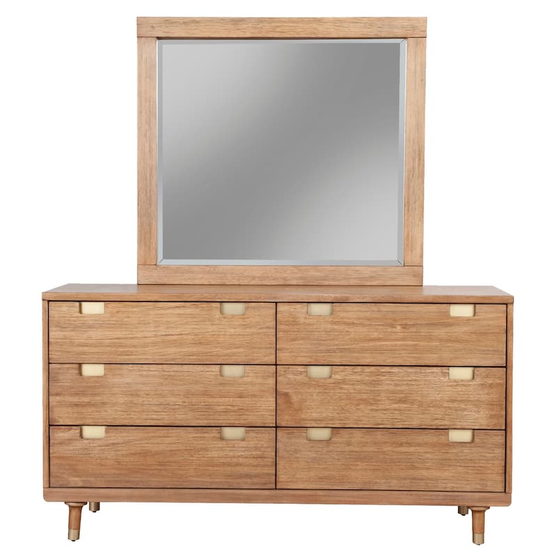 Alpine Furniture Easton Six Drawer Wood Dressser in Sand (Beige)