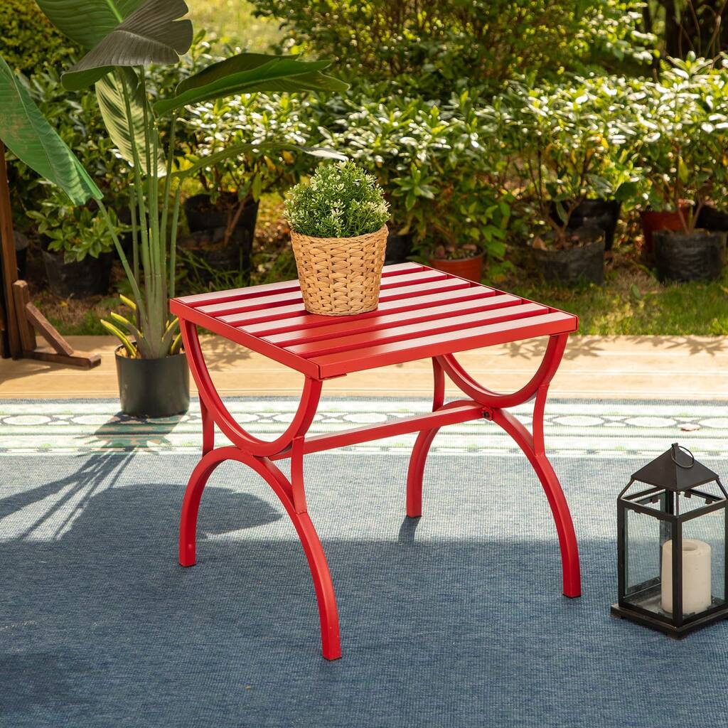 MAISON ARTS Outdoor Metal Side Table Patio Bistro Coffee Table
