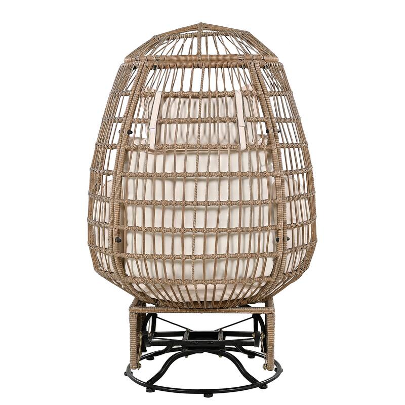 Outdoor Patio Rattan Swivel Egg Chair with Rocking Function