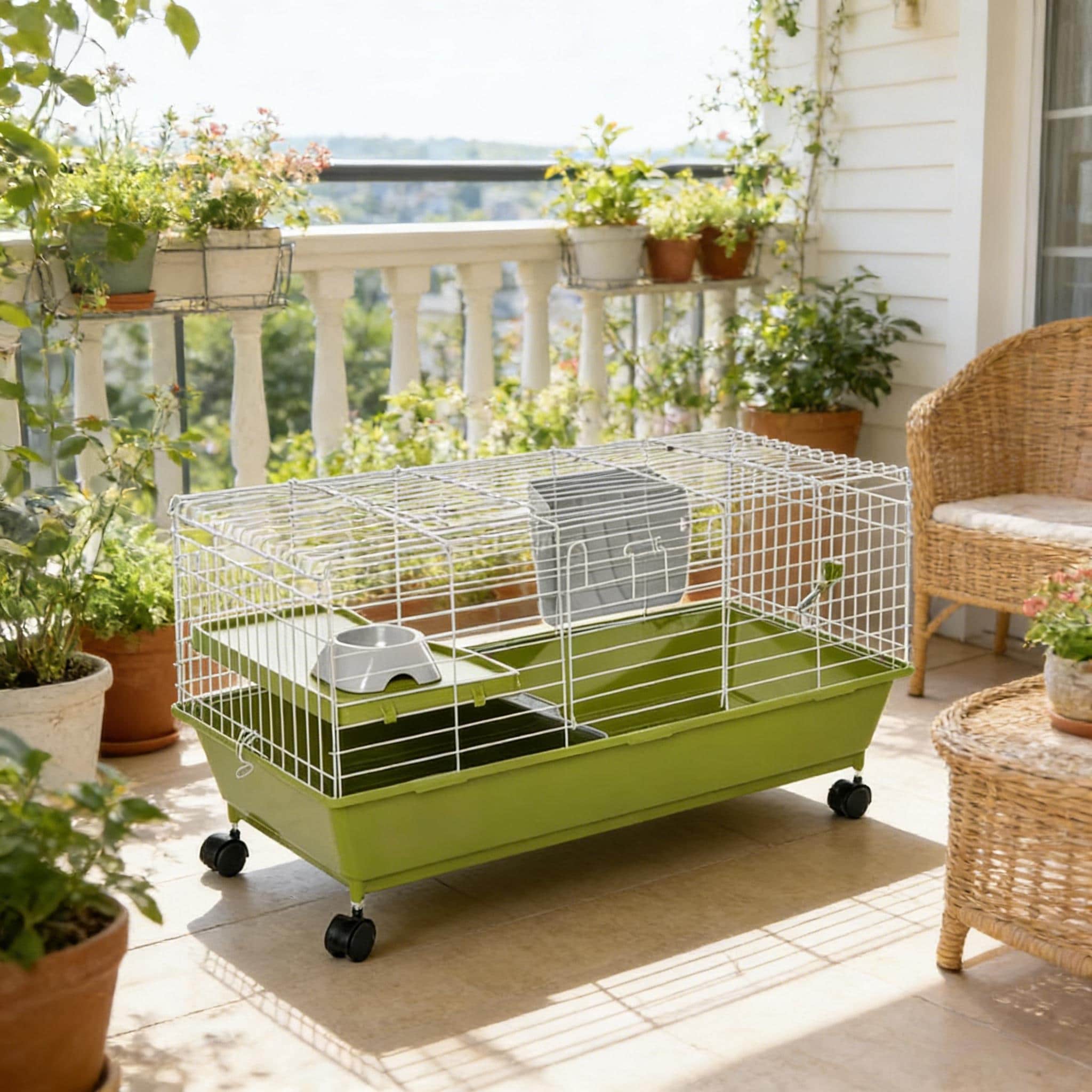 Spacious Animal Cage,Pet Play House,Small Animal Cage is designed for convenient cleaning - Green
