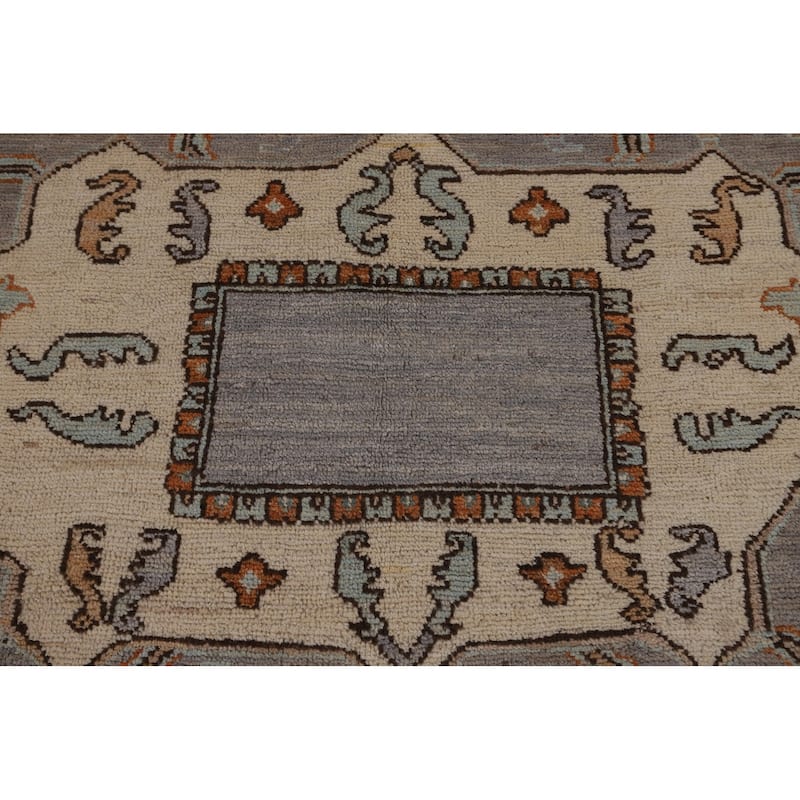 Light Blue Oushak Vegetable Dye Rug Hand-Knotted Oriental Wool Carpet - 8'5"x 10'2"