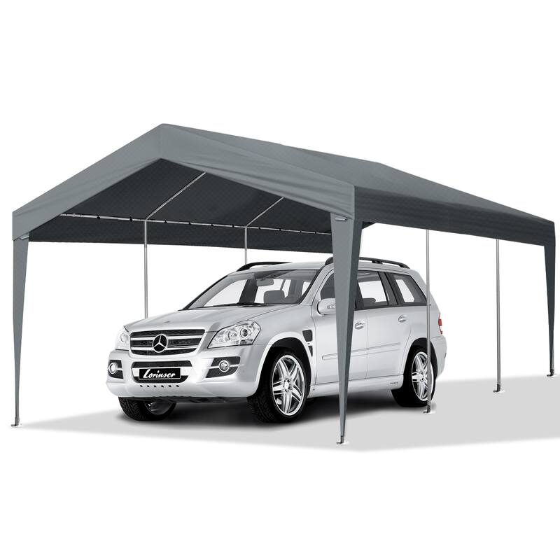 12ft by 20ft Car Canopy with Steel Frame and UV Resistant PE Fabric for Vehicle Storage Outdoor Protection - 12*20 FT