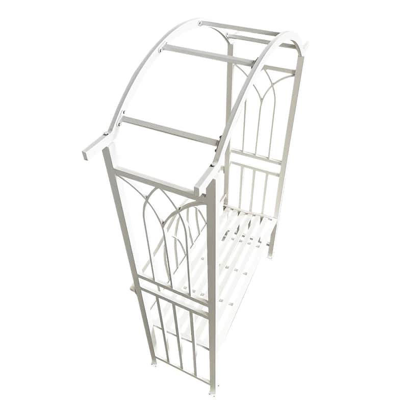 Aluminum Garden Arch with 2-Seater Bench - N/A