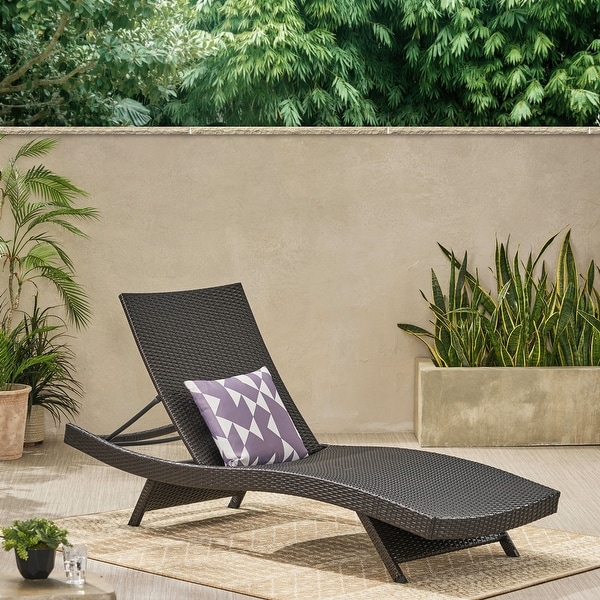 Salem Outdoor Grey Wicker Chaise Lounge Chair by Christopher Knight Home. Opens flyout.