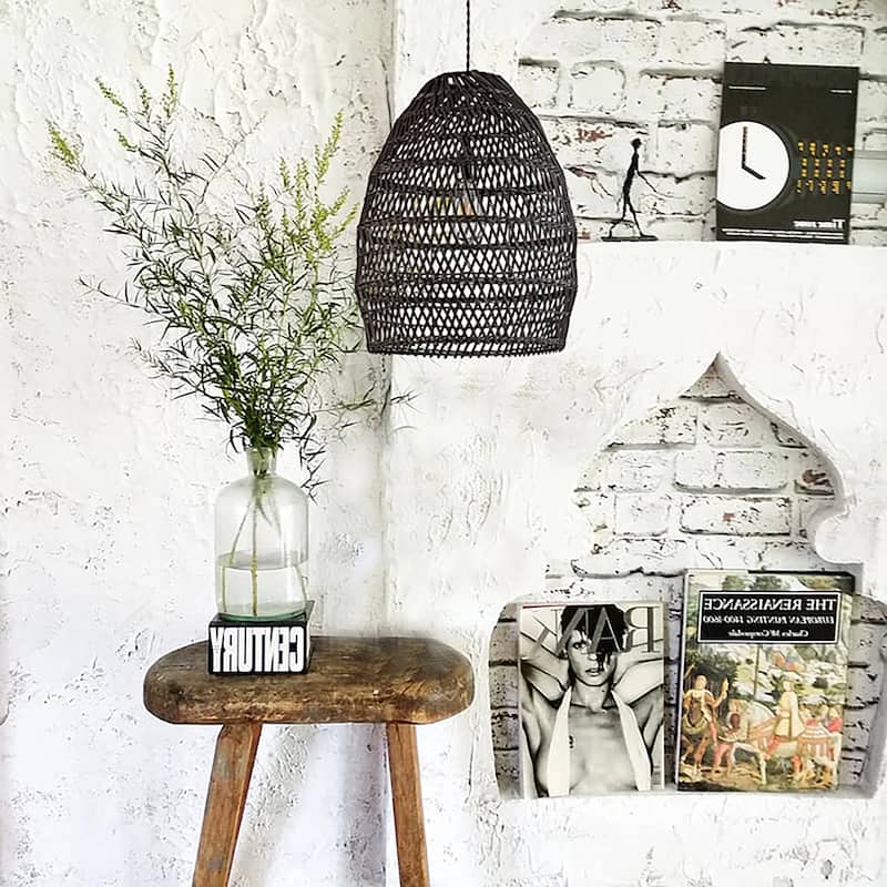 Veremund Light Bell Pendant Wicker Rattan Light - 19.7" x 15.7"