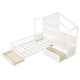 preview thumbnail 2 of 8, Gymax Twin Size House Bed Kids Platform Bed w/ Padded Bench & Floating