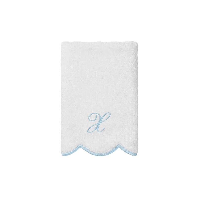 Authentic Hotel and Spa 100% Turkish Cotton Blue ADORNIA Scallop Personalized 3 Piece Towel Set - 3 Piece Set