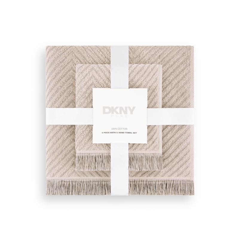 DKNY PURE Herringbone 4-piece Bath and Hand Towel Set