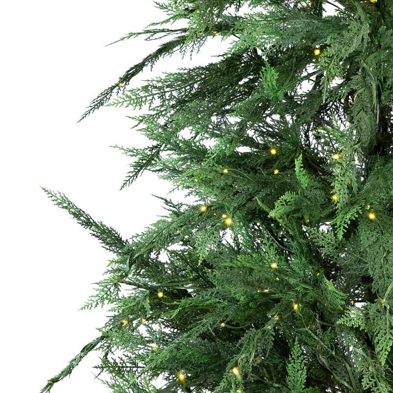 Pre-Lit Medium Weeping Cedar IPT Artificial Christmas Tree - 7.5' - Dual Color LED Lights - 7.5 Foot