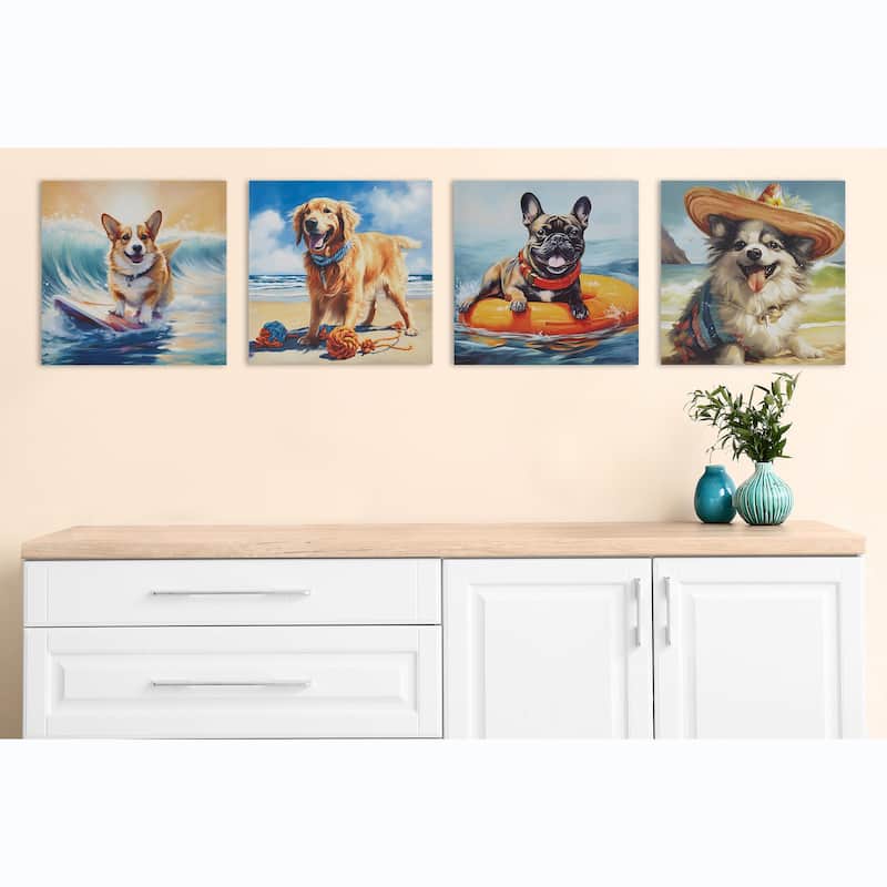 Madison Park Beach Dogs Canvas Wall Art