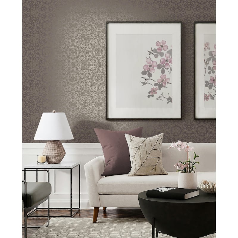 Seabrook Designs Cleo Ornamental Medallion Unpasted Wallpaper