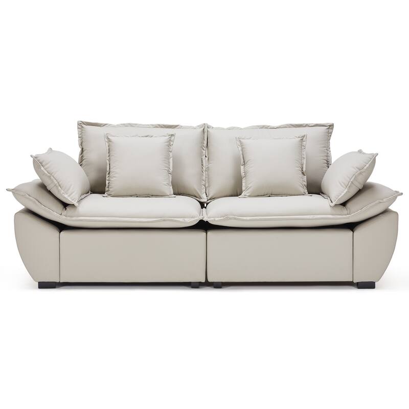 Pocassy Faux Leather Sectional Sofa Modular Couch Oversized Sofa