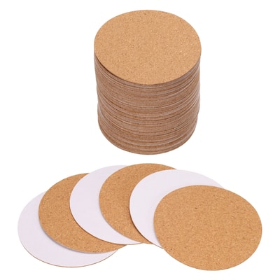 80pcs Self Adhesive Cork Coasters Cork Mats Cork, Circle - Wood
