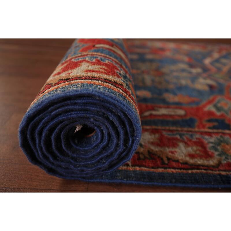 Blue Vegetable Dye Ziegler Oriental Runner Rug Handmade Wool Carpet - 2'8" x 12'11"