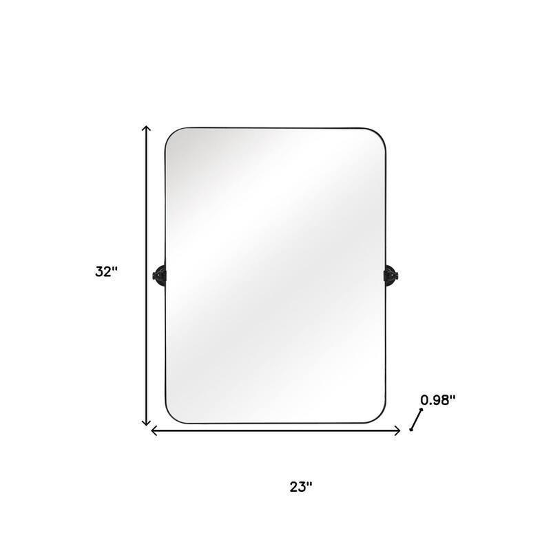 HomeRoots 32" Black Aluminum Tilting Adjustable Framed Accent Mirror - 23.00 in. x 32.00 in. x 0.98 in.