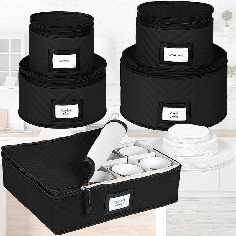 Dinnerware Storage Organizer 5-Piece Set for Fine China, Plates, Saucers, Bowls, Tableware Cups & More.