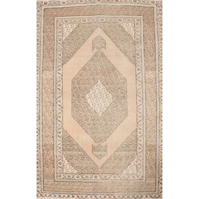 Hand Knotted Oriental 100% Wool Carpet Traditional Medallion Peach Tabriz Area Rug - 6' 2'' X 4' 4''