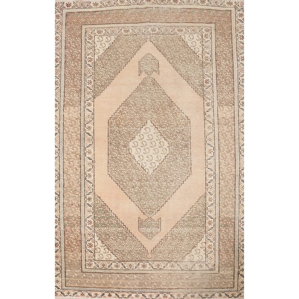 Hand Knotted Oriental 100% Wool Carpet Traditional Medallion Peach Tabriz Area Rug - 6' 2'' X 4' 4''