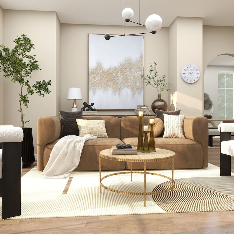 CosmoLiving by Cosmopolitan Canvas Glitter Flakes Geode Living Room Framed Wall Art with Gold Frame