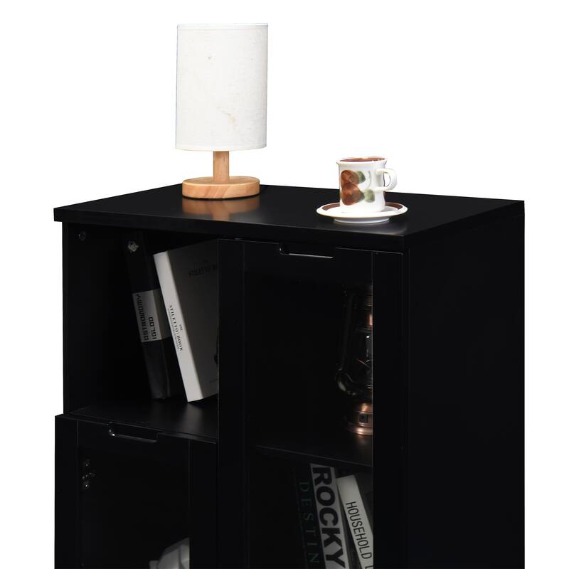Wooden Floor Cabinet with 2 Glass Doors