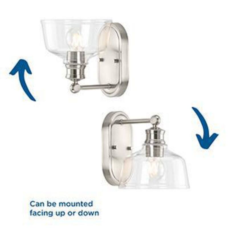 Singleton Collection 1-Light 7.62 in. Brushed Nickel Vanity Light with Clear Glass Shade - Small