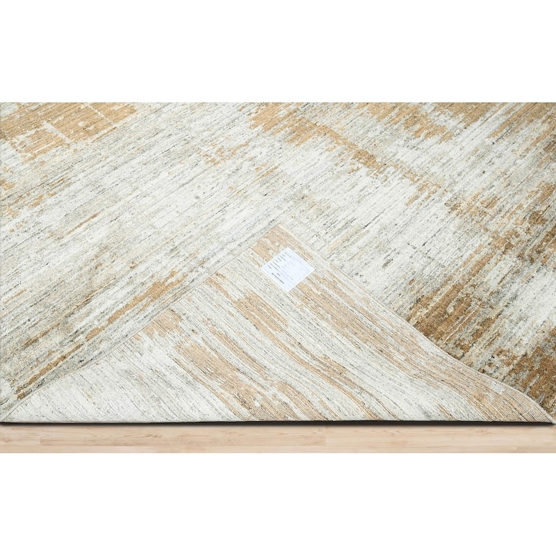 Hand Knotted Oushak 100% Wool Modern Oriental Area Rug Gray, Beige - 7' 7'' x 9' 11''