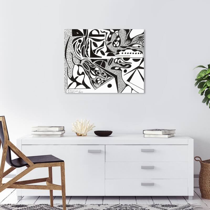 Wynwood Studio Abstract Manuel Roman - Flowing Lines Black and Modern & Contemporary Wall Art Canvas Print - 20 x 24