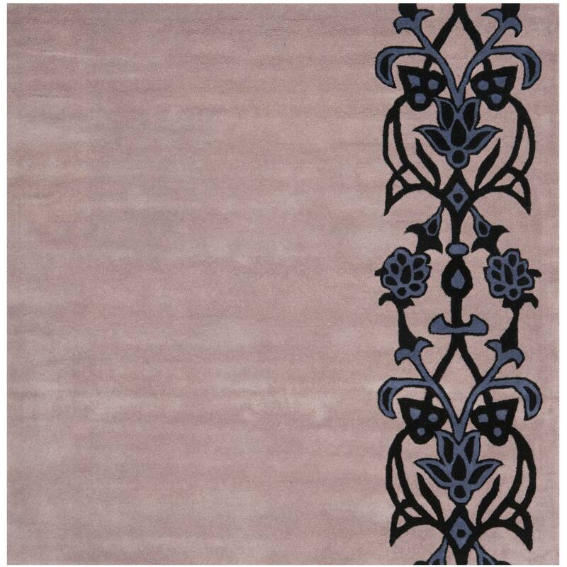 SAFAVIEH Handmade Soho Chelsie N.Z. Wool Rug - 6' Square - Beige/Purple